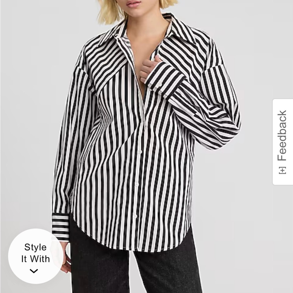 Express Boyfriend Portofino Poplin Striped Shirt Size XS